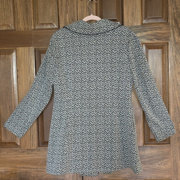 GORGEOUS Vintage 90s 3 Button Blazer ◼️◻️Chevron/Vegan Leather Trim, Size: Large - Picture 10 of 16